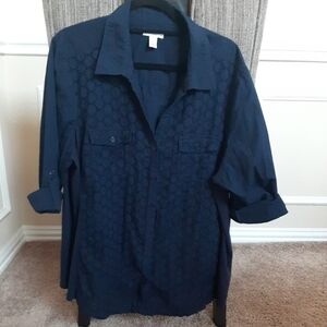 Croft & Barrow Dark Blue Casual Button Down Shirt